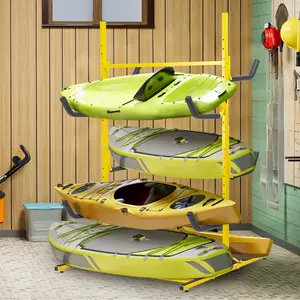 Heavy Duty Freestanding Kayak Stand for 6 Kayaks – Canoe & Paddleboard Storage Rack with Padded Arms & Adjustable Height – for Indoor, Outdoor, Garage
