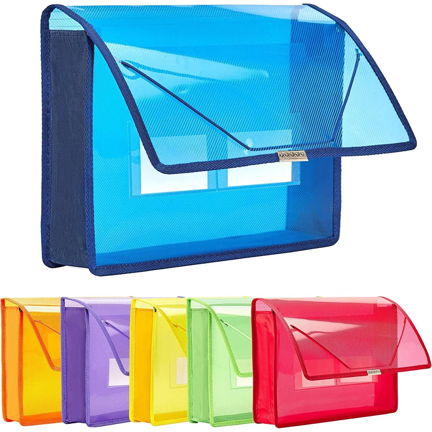 6 Pack Plastic Expanding File Wallet Document Organizer with Flap & Cord Closure, Letter/A4 Size, 2.8" Expansion, Clear Colored Poly Expandable File Folder for Home School Office Storage