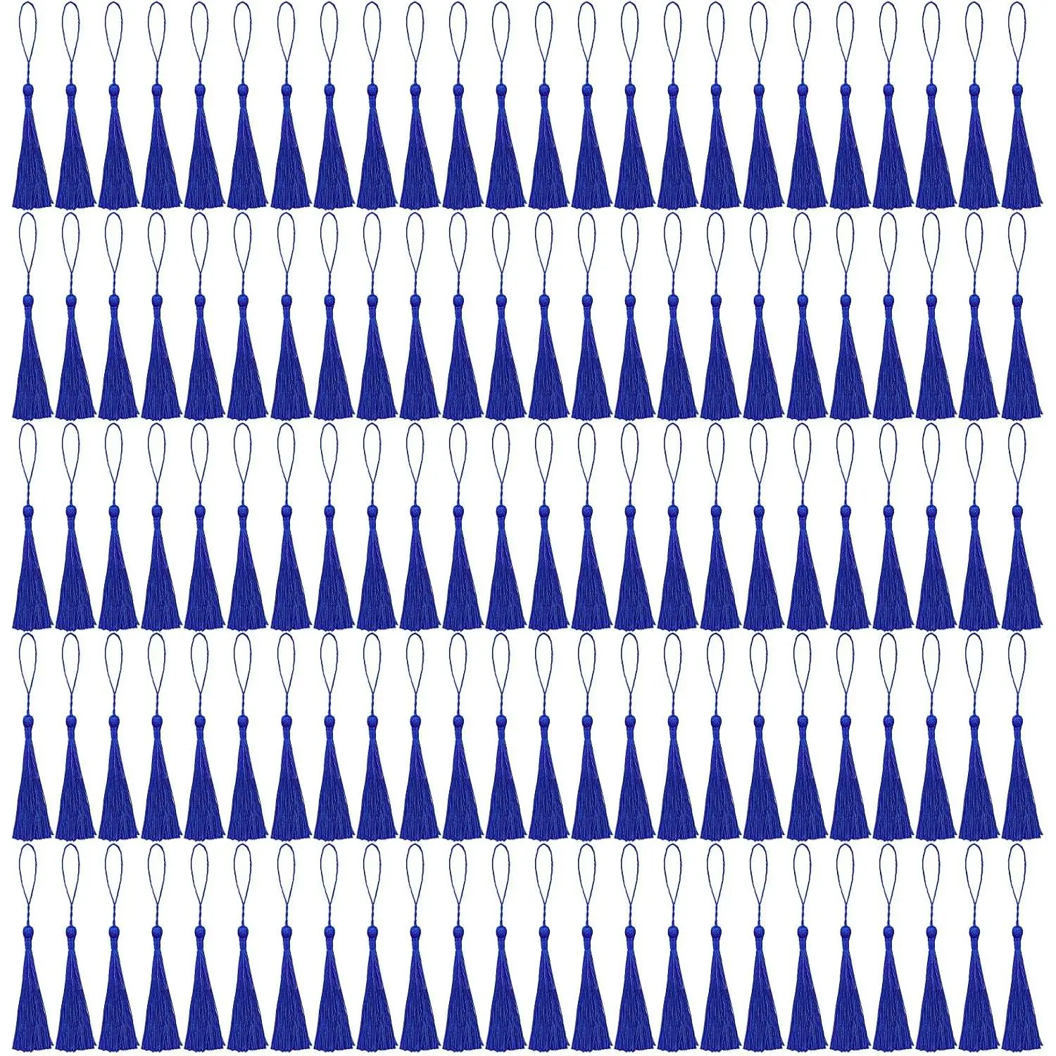 120 count Bookmark Tassels Bulk 13cm/5 Inch Silky  Soft Craft Mini Tassels for   Making with Loops for Dress Decoration DIY Craft Accessory (Royal Blue)