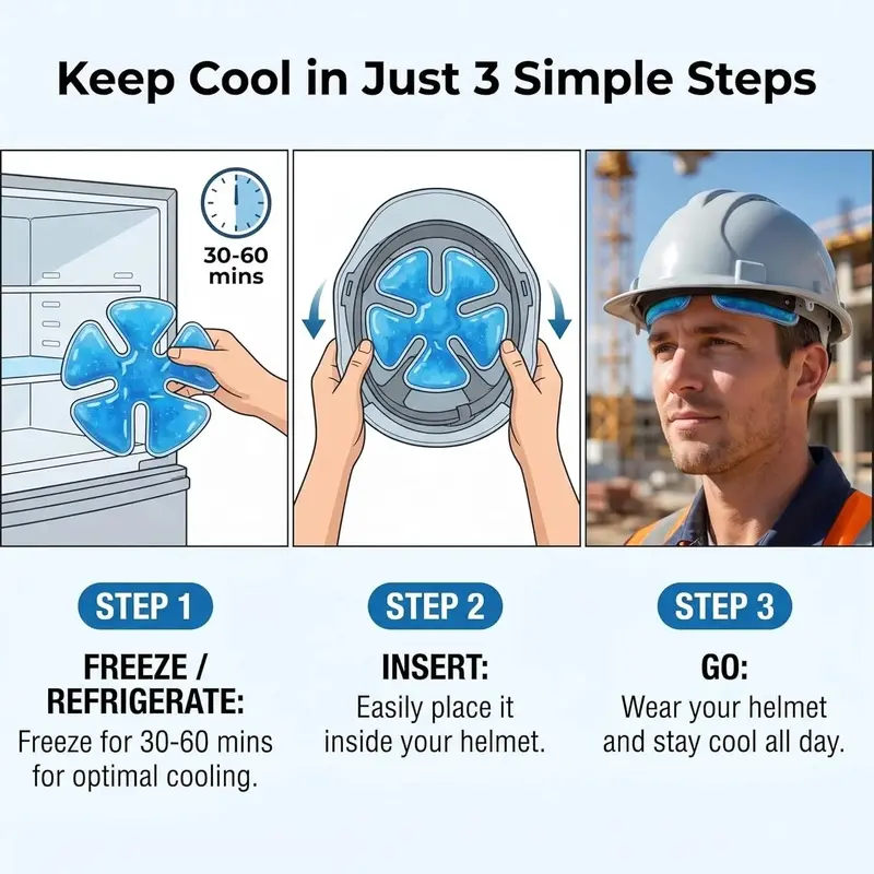 Beat The Summer Heat! Reusable Hard Hat Cooling Gel Inserts, Sun Hat Cooling Ice Pads, Ice Packs, Instant Heat Relief for Construction Workers Outdoor Working