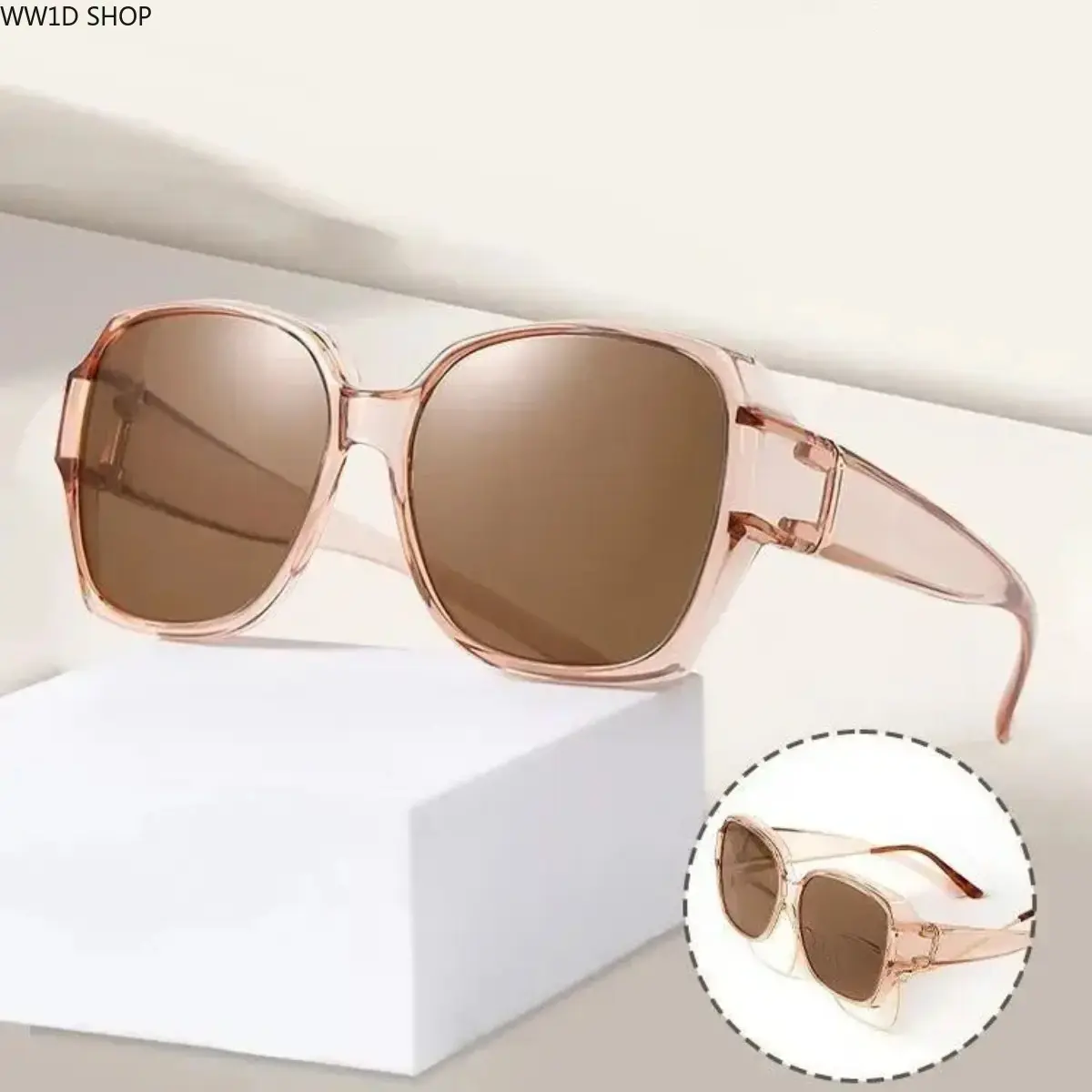 Glamorous Casual Fit-Over Polarized Sunglasses for Men - UV400 Round Frame Glasses for Prescription Eyewear, Daily Commute, Driving, Fishing