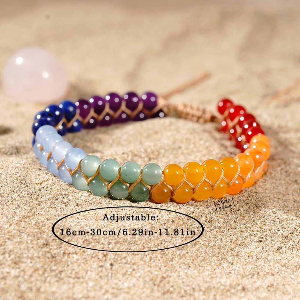 7 Chakras Natural Stone Beaded Bracelet for Women Men, Yoga Meditation Energy Balance Healing Crystal Lava Rock Diffuser Bracelet, Reiki Anxiety Relief Jewelry Gift