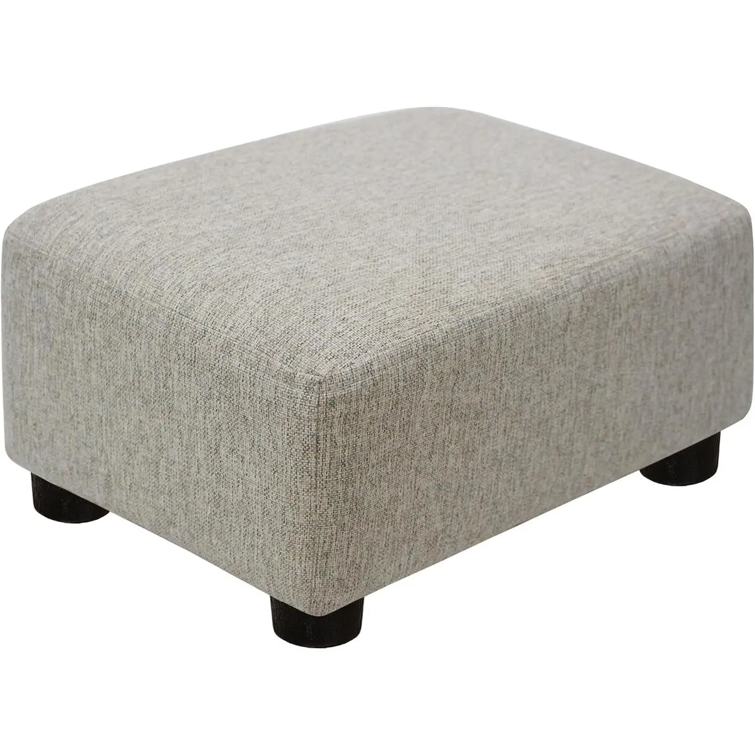 Single Seat Under-Desk Size Small Linen-Beige Foot Stool Ottoman with Legs, Requires Assembly, for Living Room and Office