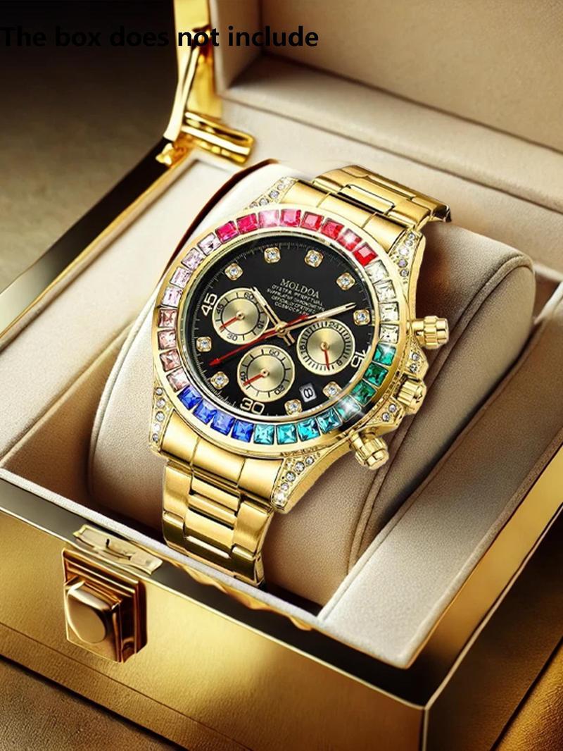 Men's Business Fashion Round Dial Analog Quartz Watch, Business Fashion Watches, Fashion Watch for Party, Daily Clothing Decor, Trendy All-match & Exquisite Watch for Birthday Gift with Box