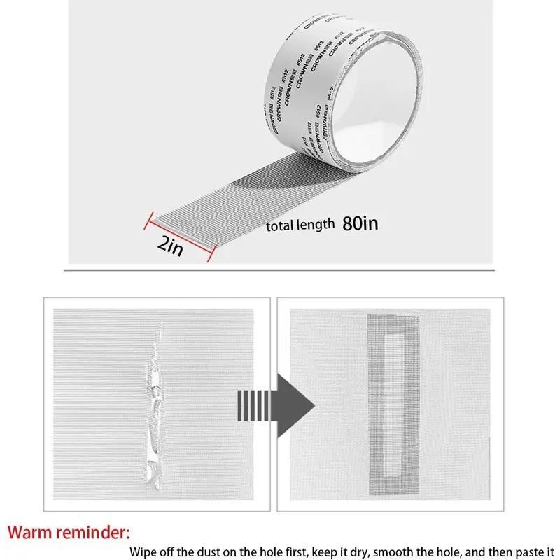 Window Screen Repair Tape, Adhesive Window Screen Repair Tape, Durable Fiberglass Mesh Tape for Fixing Door Window Screen