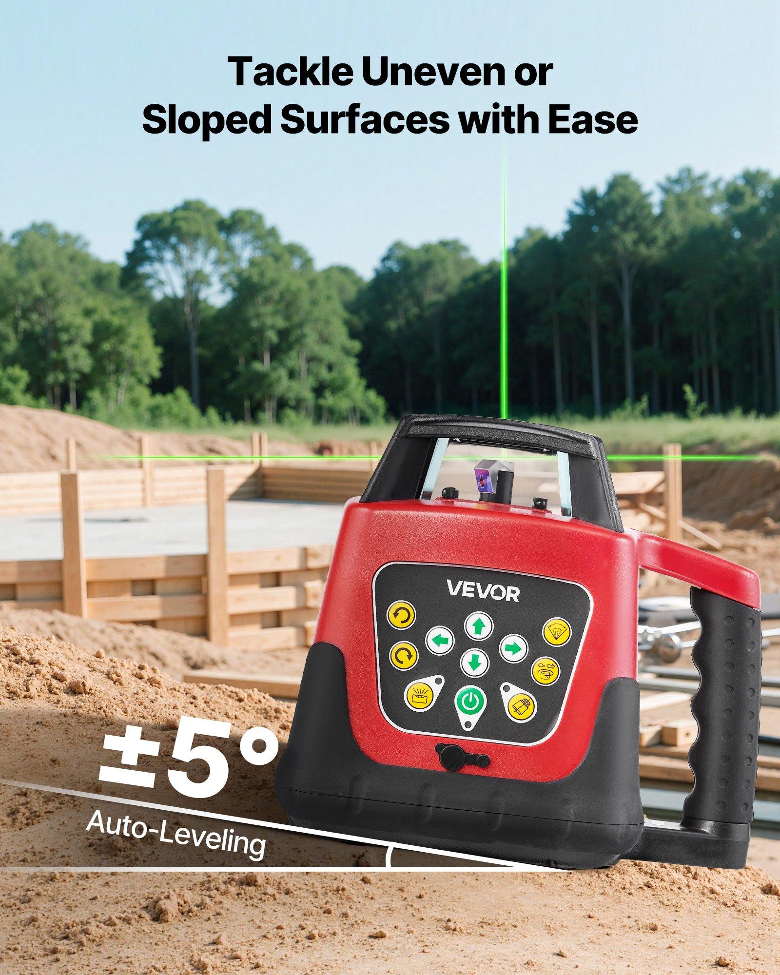 【FathersDayGift】 VEVOR Rotary Laser Leveler Tool Kit, 2000ft 360-Degree Self-Leveling Green Horizontal Laser Transit, with Tripod, Receiver, Remote Control, Scale, Toolcase, IP66 Waterproof, 0.80in/100ft Accuracy for Construction 【FathersDayGift】 VEVOR Rotary Laser Leveler Tool Kit, 2000ft 360-Degree Self-Leveling Green Horizontal Laser Transit, with Tripod, Receiver, Remote Control, Scale, Toolcase, IP66 Waterproof, 0.80in/100ft Accuracy for Construction