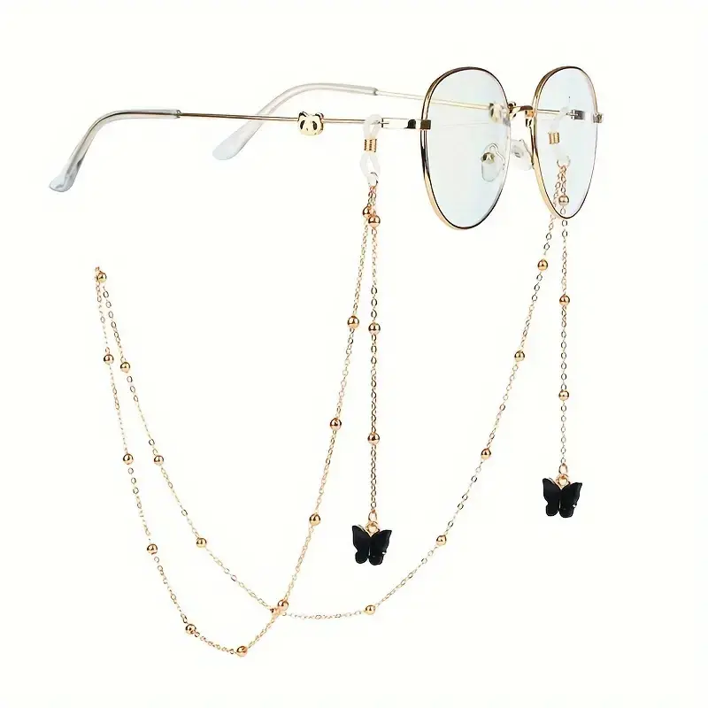 Unisex 8-Pack Butterfly Pendant Shape Eyeglass Chain - Hanging Multipurpose Lanyard for Glasses, Face Masks, Figure, No, Animals, Includes Lanyard, Butterfly Charm, Multipurpose Use, Charm Pendant