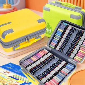 Guan Nan 360 Color Liquid Acrylic Markers Set, Soft Tip Brush, Portable Suitcase Storage, Rich Colors, Professional Art Supplies