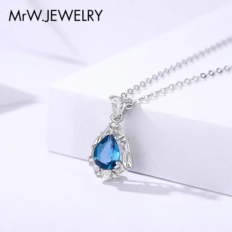 Damila s925 silver blue teardrop-shaped topaz necklace for women, elegant and sophisticated collarbone chain jewelry