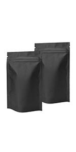 100 Pack Resealable Mylar Bags 4 x 6 Inch Smell Proof Bags with Clear Window Foil Pouch Bag Flat Bag Matte Black
