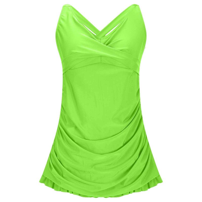 Women's Retro One-Piece Swim Dress - Twist Front Halter Open Back Tummy Control Bathing Suit for Beach & Sport Swimming Clothing Beach Open Back Halter Tankiniswimwear Tankinisuit, Bathing Suit Stylish Beachwear