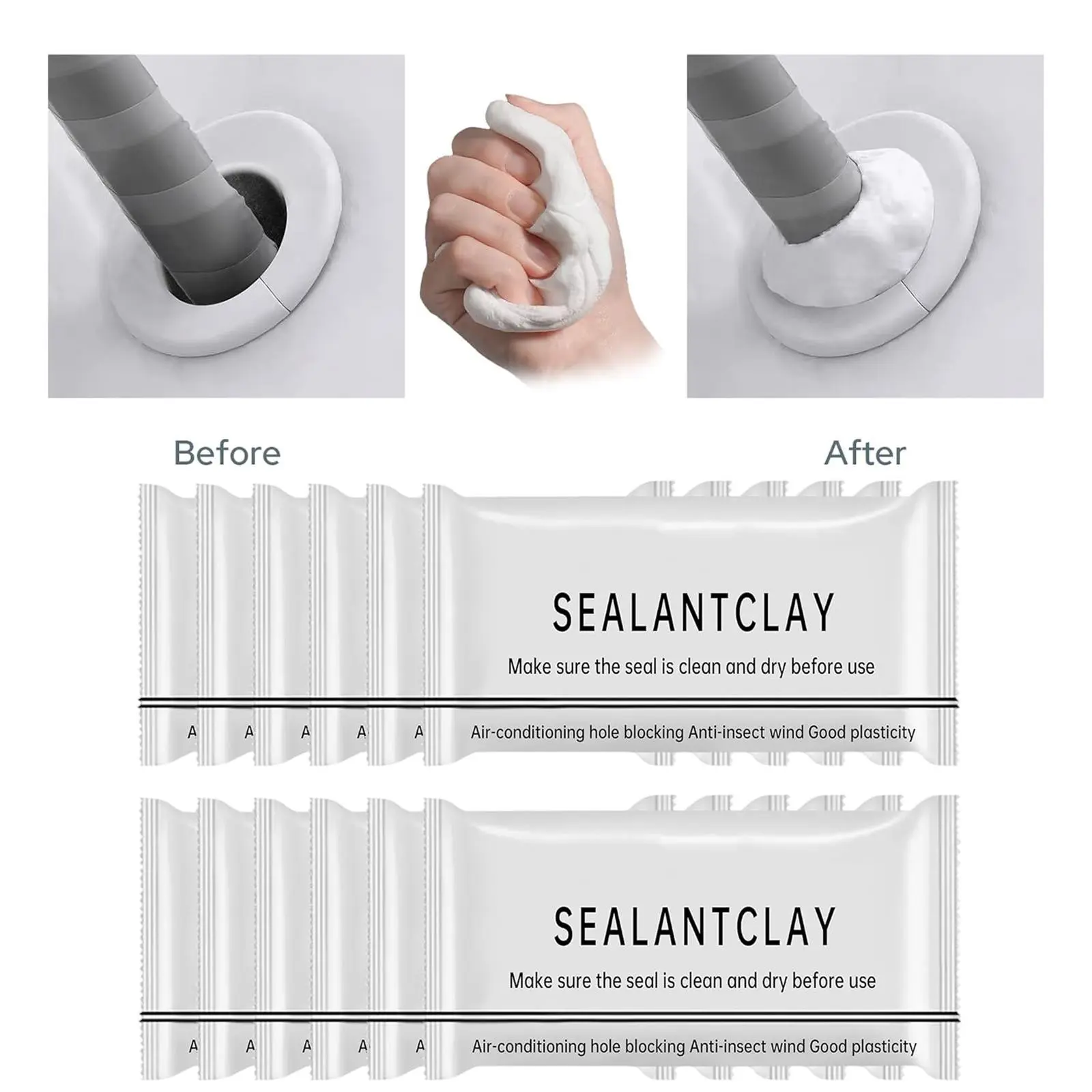 10-Pack Waterproof Sealant Mastic, Quick-Dry Repair Putty for Wall, Drain Holes, Air-Tight Crack Filler with Weatherproof Protection