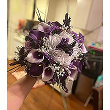 Mini Artificial Calla Lily 10 Stem Bridal Bouquets Artificial Latex Real Touch Flowers for Home Party Decor (Teal Blue White)