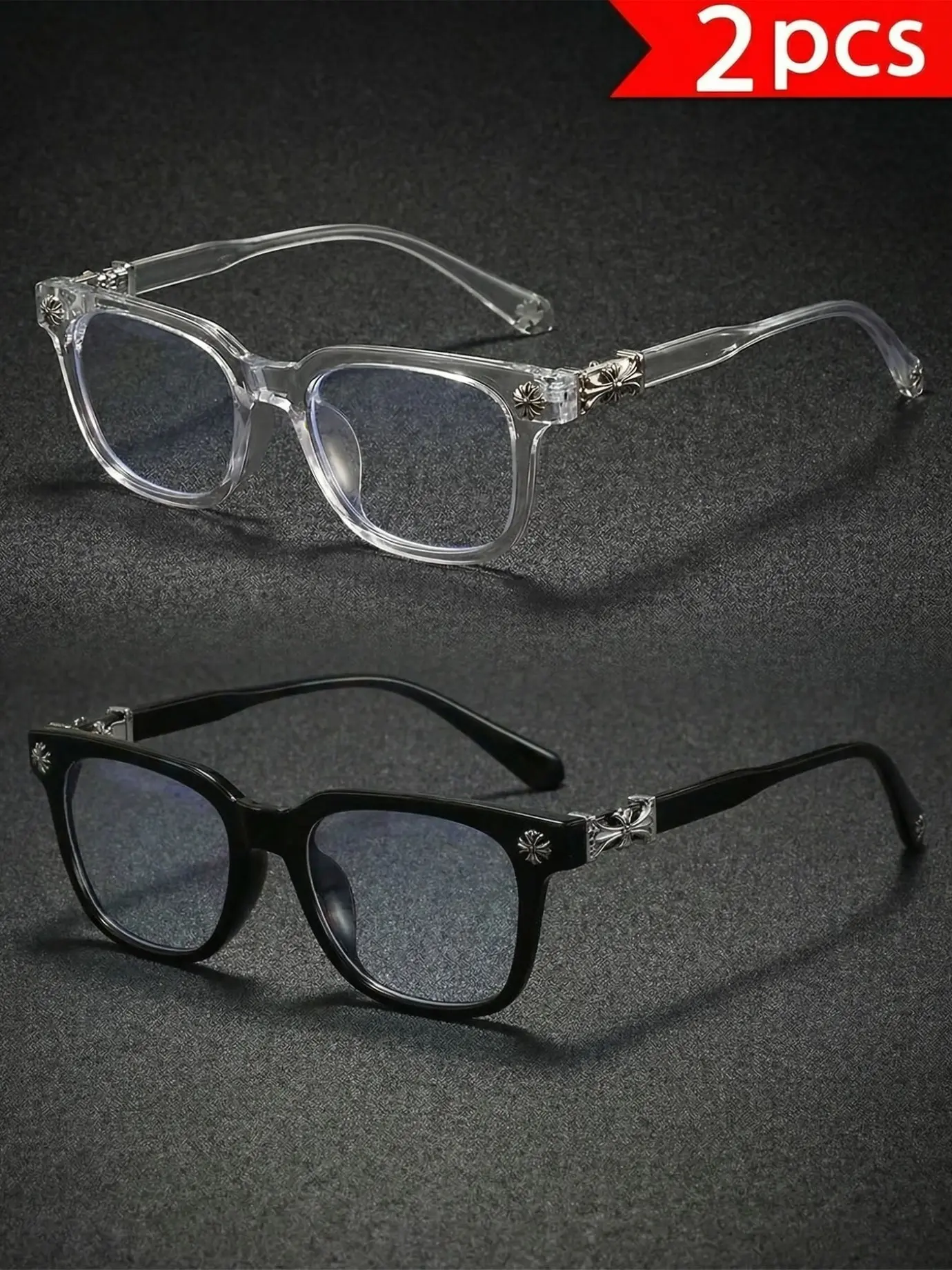 2-Pack Retro Square Frame Glasses, Unisex Daily Wear Blue Light Blocking Eyewear, Stylish and Versatile, Perfect for Men and Women