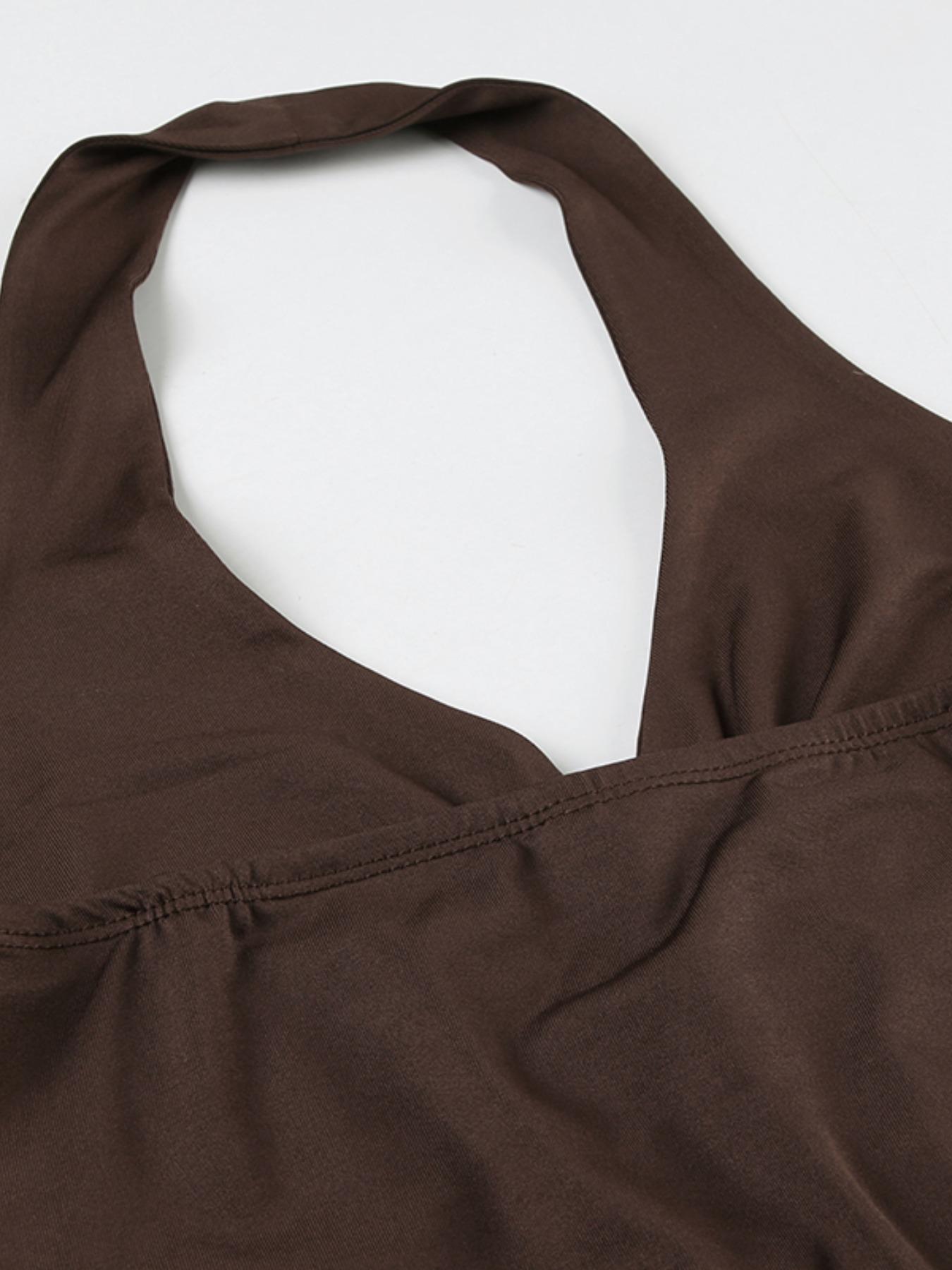 Vintage Halter Top for Women, Sleeveless A-line Tank Tops , Summer Y2K Sweetheart Solid Casual V Neck Backless Tanks, Streetwear Woman Clothing