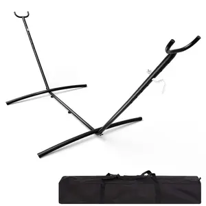9FT Heavy Duty Adjustable Steel Hammock Stand, 450 LBS Weight Capacity,Outdoor Hammock Frame, Weather Resistant & Easy to Assemble for Outdoor Deck Patio Yard Garden,Black