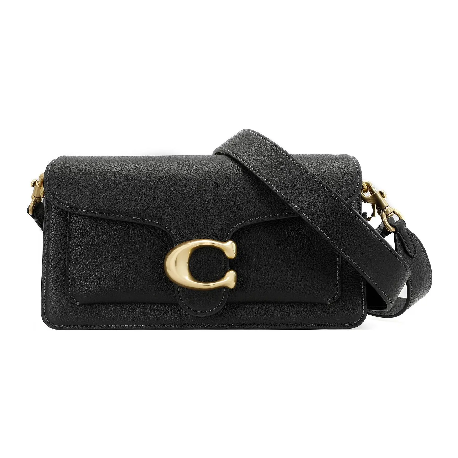 COACH Tabby 26 Crossbody Shoulder Bag for Women, Pebbled Leather with Snap Closure, Medium Size, Black
