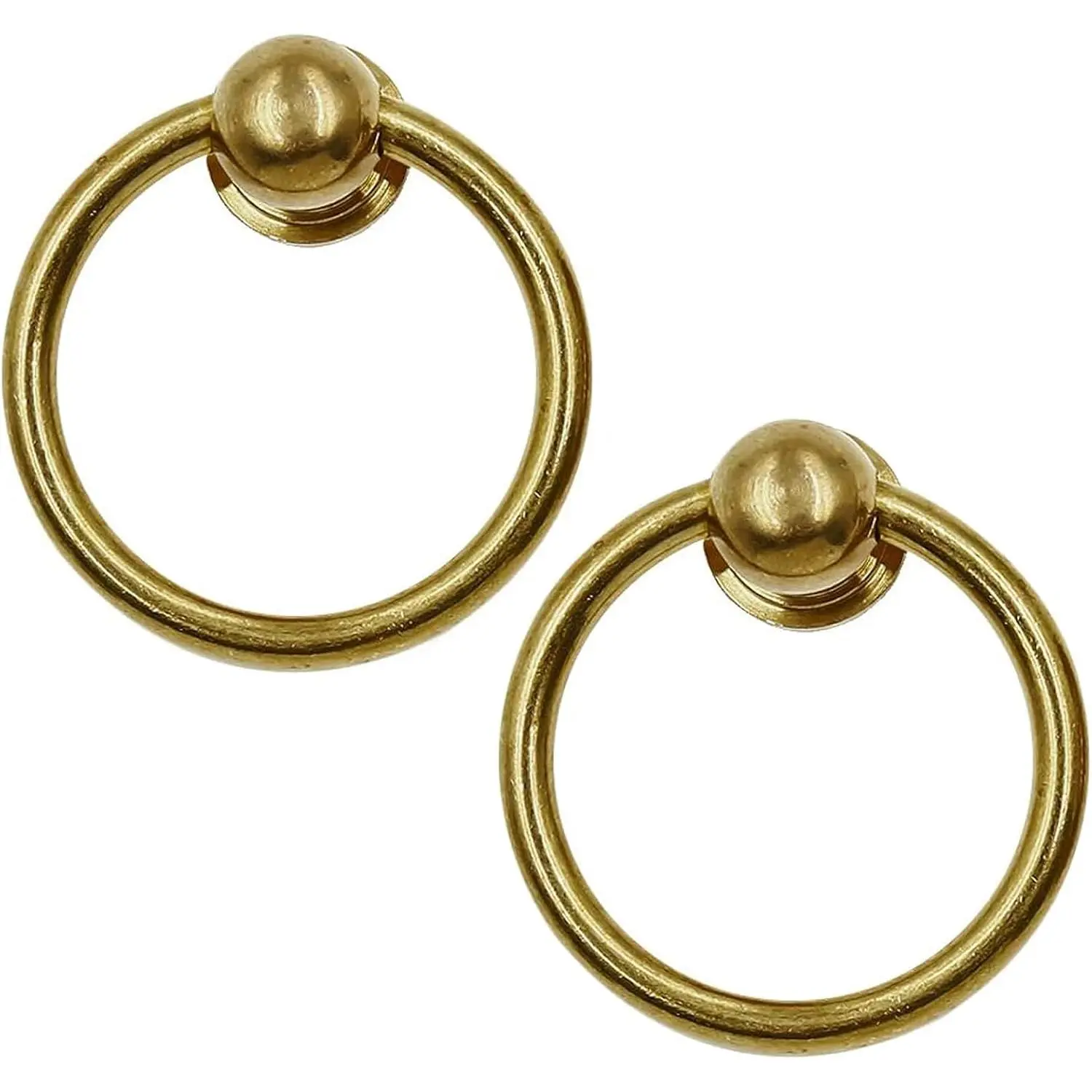 1.97 Inches Brass Ring Drawer Pulls Antique Cabinet Hardware, 2 count | Solid Brass, with Screws,  Style, for Cabinets, Dresser Drawers, Cupboards, Wardrobes, and Furniture