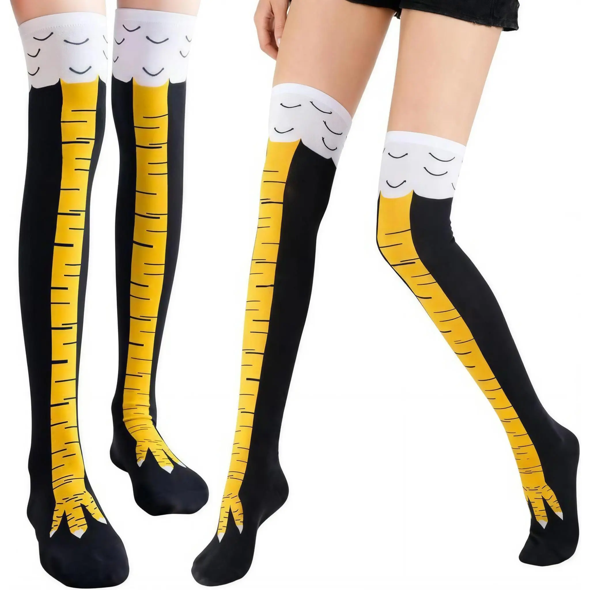 Adults' Funny Chicken Paw Knee-High Socks - Soft, Stretchy Novelty Costume Socks for Halloween, Party Supplies & Everyday Wear