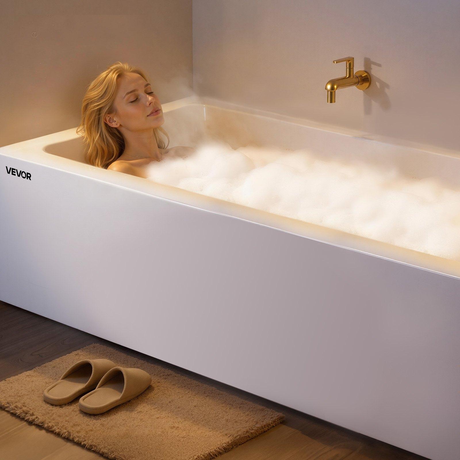 VEVOR Alcove Bathtub, 71.9" x 32" Contemporary Alcove Acrylic Bathtub, Soaking Bath Tub with Right Hand Drain & Overflow Hole, Large Rectangular Deep Soak Tub for Bathroom with Integral Flange, White