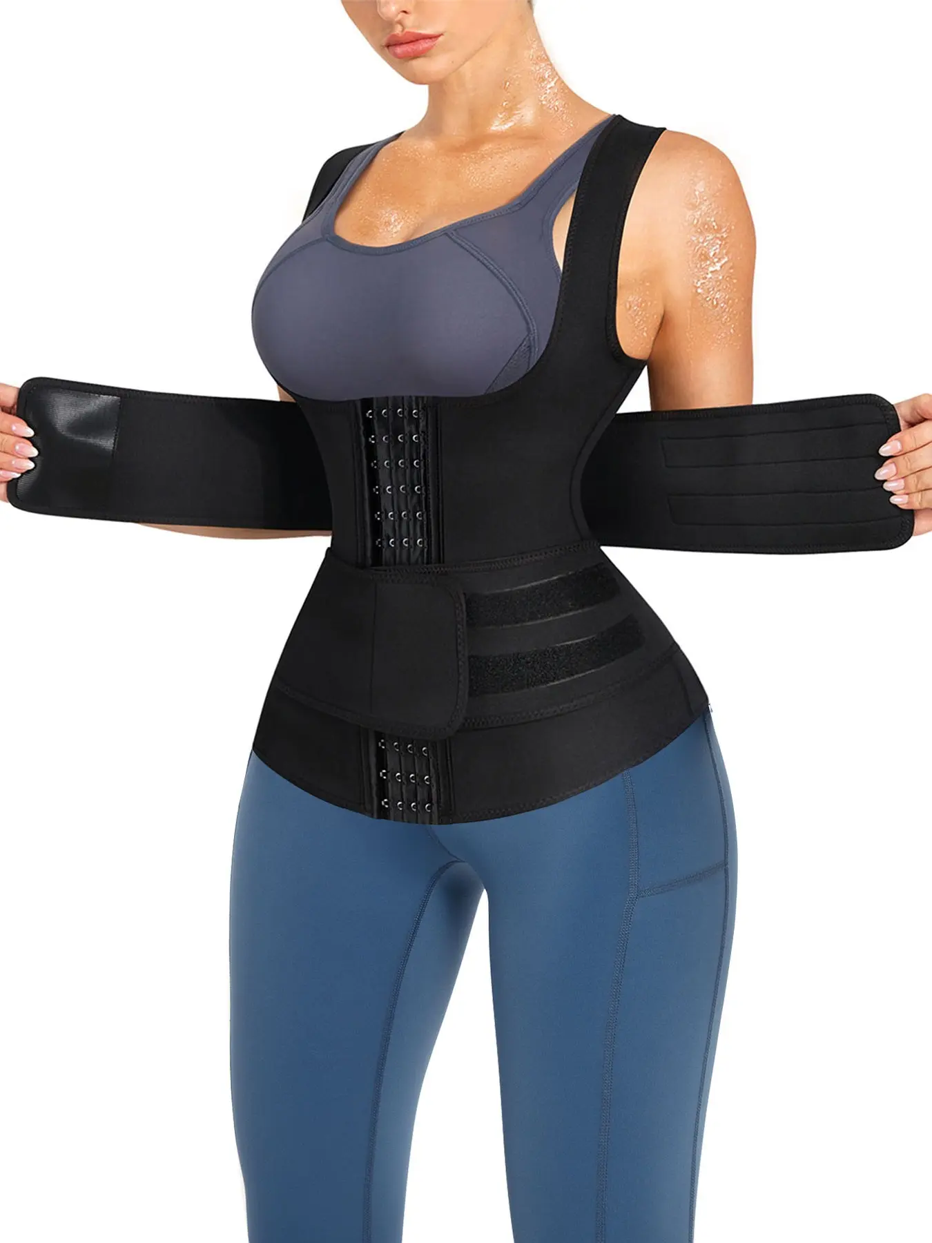 Women's Solid Sauna Tank Top, Casual Comfortable Breathable Body Shaper Sports Vest, Tummy Control Sauna Top for Women