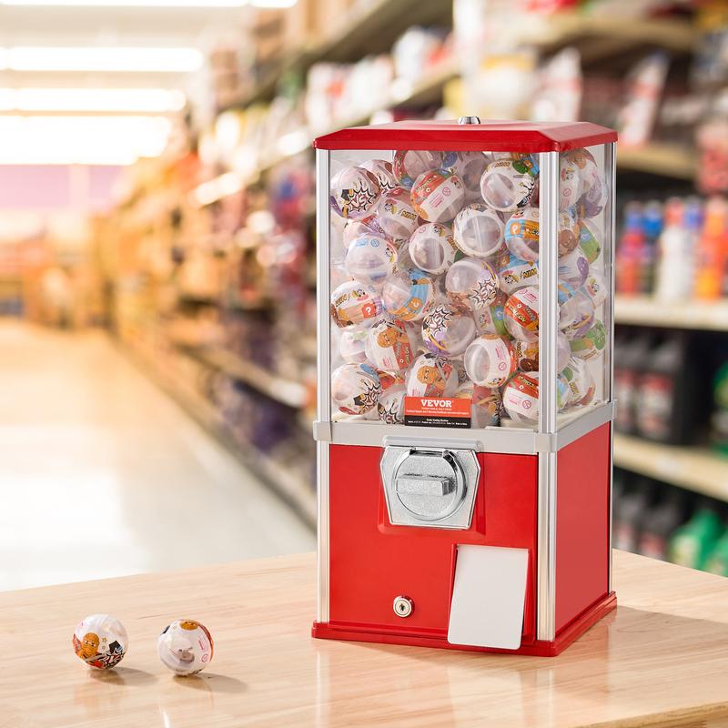 VEVOR 17/21/ 25inch H Gum Ball Machine Vending Machine Coin Bank Retro Candy Dispenser PC Blue/Yellow/Red