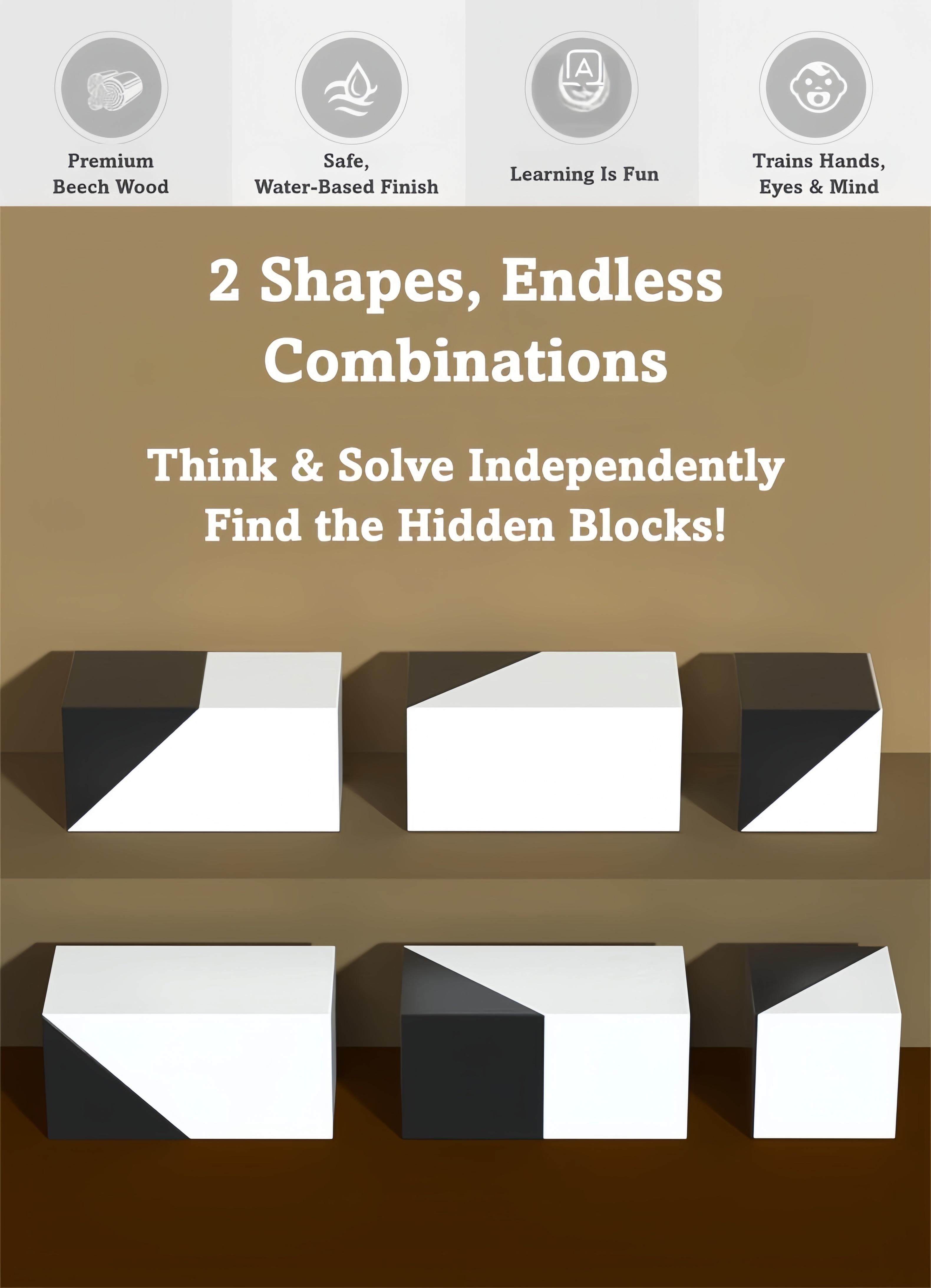 Hidden Blocks Brain Builder - The STEM Puzzle Gift That Builds 3D Thinking Logic & Problem Solving |   Made with Safe Water Based Beech Wood |   Endless Creative Play for All Ages as the Perfect Educational Gift