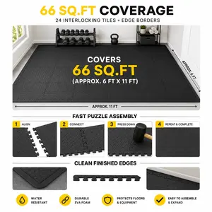 High-density EVA interlocking floor mat, anti-slip and shock-absorbing protective mat for fitness and taekwondo