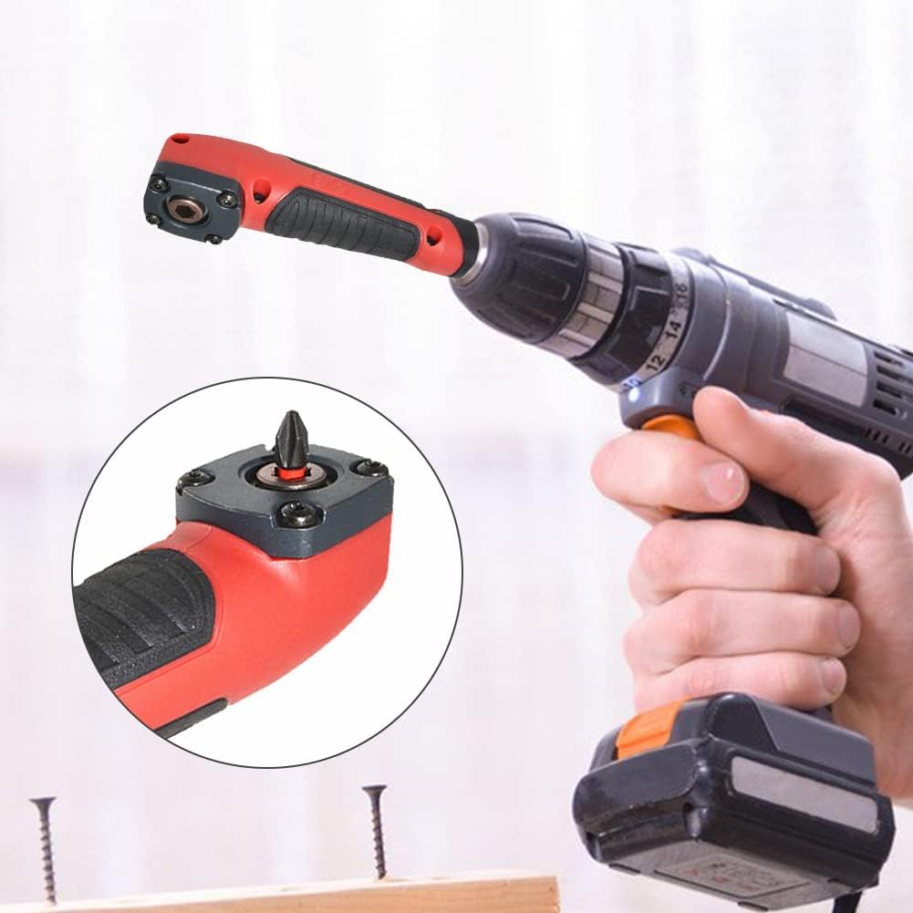 Right Angle Drill Attachment Electric  Repair Set 90  Corner Device  Socket Adapter Kit 1/4 Inch Right Angle Drill Adapter with 10 Drill Bit Sets for  Driver