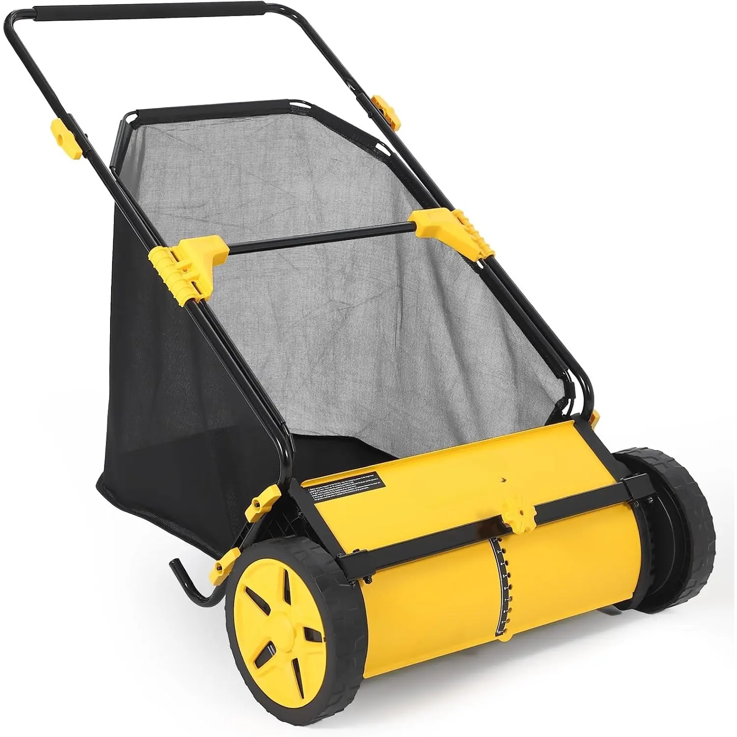 Push Lawn Sweeper, 21inch Manual Grass and Leaf Collector, 3.5 Cu. ft. Heavy-Duty Collection Bag, 10-Position Height Adjustable, Wheel-Driven Yard Sweeper for Lawn, Driveway, Sidewalk