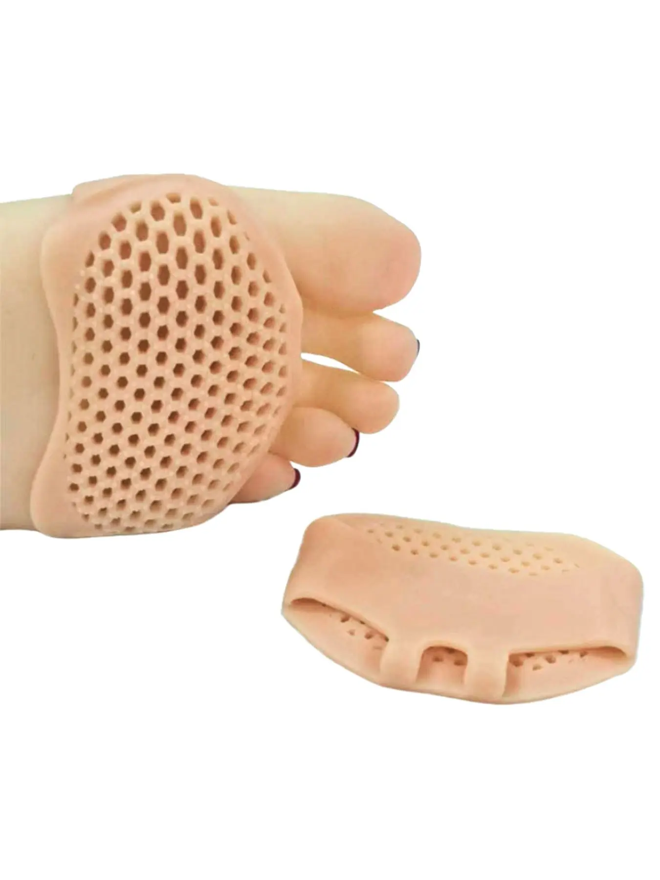 2 Pairs Honeycomb Silicone Soft Forefoot Pads, Anti-Slip Breathable Heel Pain Relief Insoles, Shoe Insoles