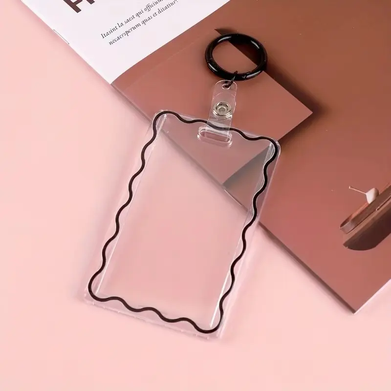 Transparent Acrylic Card Holder with Key Ring,1 Count Durable Protective Sleeve for Student ID, Meal Cards, Office Supplies, Badge Holder,Plastic ID Badge Holder, Clear ID Badge Holder, Name Tag Holder, Badge Protector