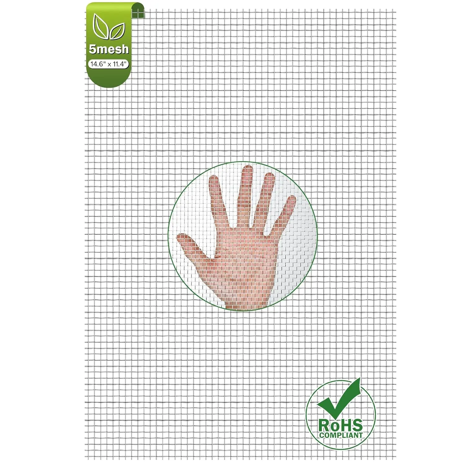 1 Pack Metal Woven Mesh Screen 14.6 X 11.4 in (372mmX292mm) | 4.5mm Hole 5 Mesh Wire Mesh Easy to Cut, No Rust Stainless Steel Mesh, Hard Heat Resisting for Filters Vent BBQ DIY Project