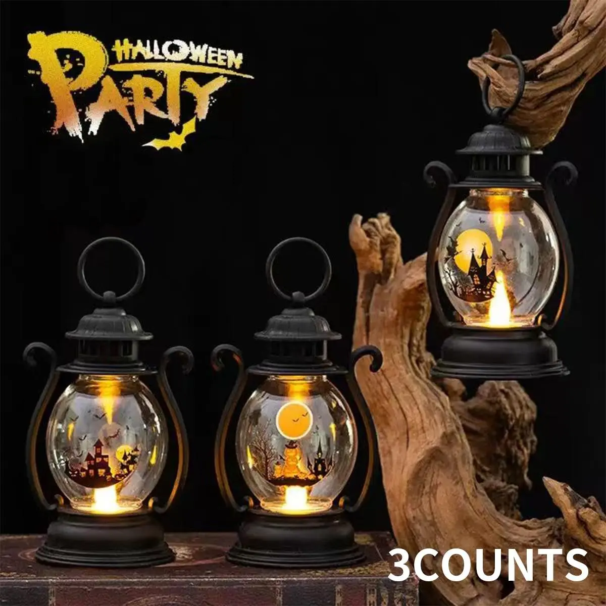 Vintage LED Telephone Booth Design Lamp, Halloween Desktop Ornament, Decorative Light for Home Party Festival, Glowing Led Lights