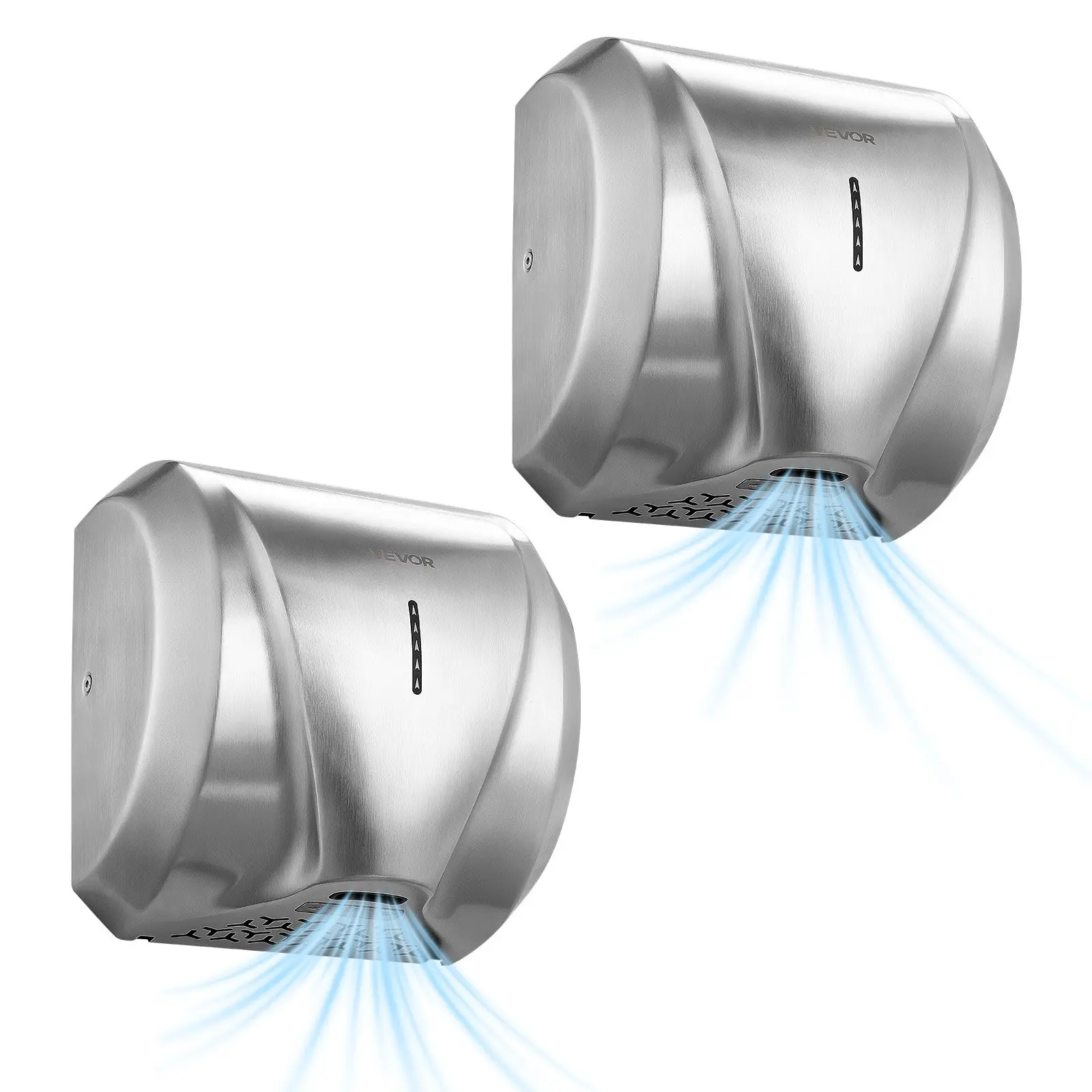 VEVOR Hand Dryer, 2 Pack 1800W Bathroom Air Hand Dryer, Automatic High Speed with HEPA Filter, Fast Drying, Brushed Stainless Steel, AC110-120V Commercial Wall Mounted for Restroom, Hotel, Office,Hom