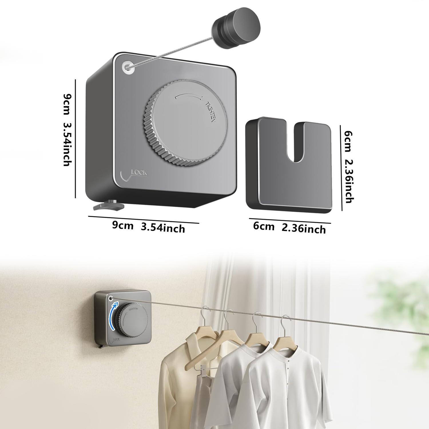 Stainless Steel Retractable Clothesline, 1 Count Household Invisible Wall Mounted Clotheslines, Storage, Sun-dry, Balcony Drying Drying Rack, Adjustable Heavy-duty Clothesline for Home, Hotel, Summer Gift#TOP PICKS