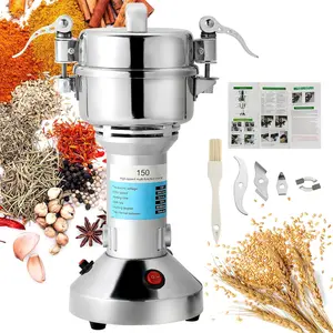 High Speed 150g Electric Grain Mill Machine Spice Herb Grinder 750W 70-300 Mesh 28000RPM Stainless Steel Commercial Grade for Kitchen Herb Spice Pepper Coffee