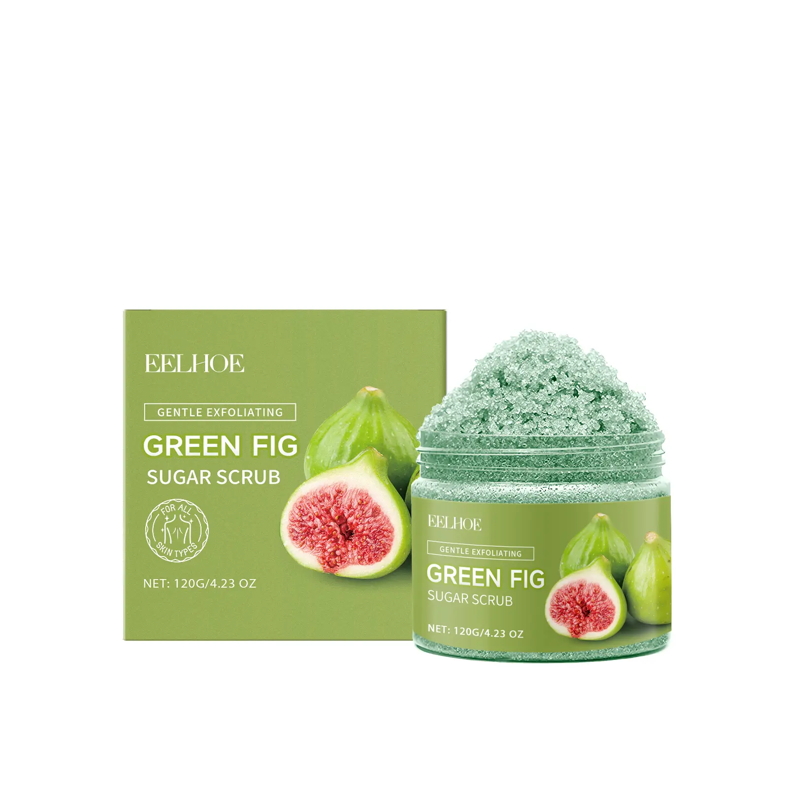 EELHOE Body Sugar Scrub - Daily Body Care Exfoliant with Sea Salt, Turmeric & Botanical Oils, Gentle Cleansing, Deep Hydrating Nourishing Polish to Restore Moisture for Smooth, Glowing Skin