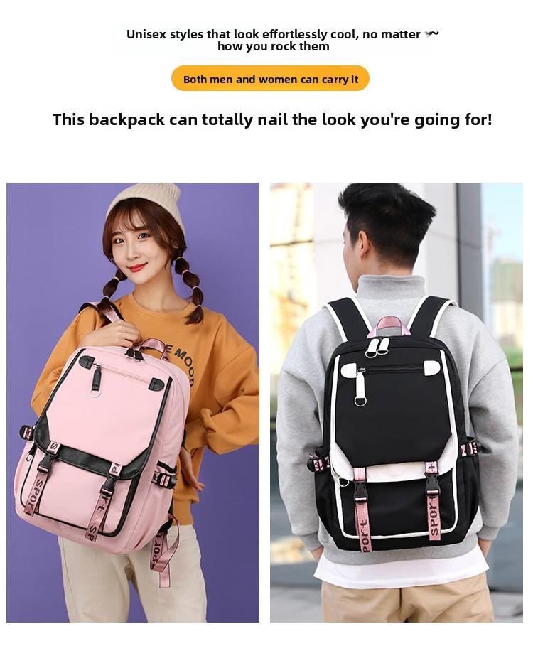 Cross-border Casual Korean Style Backpack Outdoor Large Capacity Junior High School Student Solid Color Simple Multi-layer Laptop Backpack
