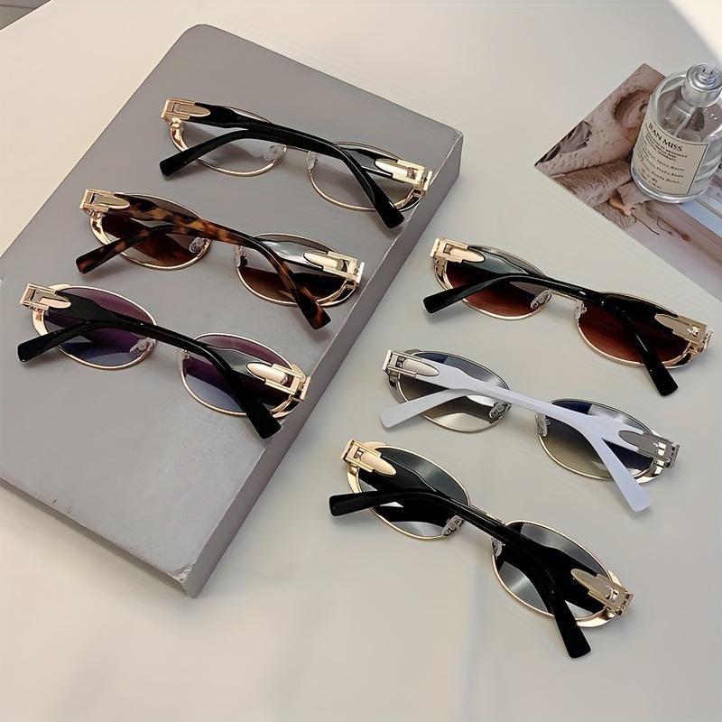 Retro Full-Frame Oval Glasses for Women, Multi-Color Gradient Lenses, Lightweight Plastic Frame, Fashionable Black Eyewear for Stylish Looks rectangle high negative lens men gradient lens trendy casual round frame Reading lentes fashion night vision