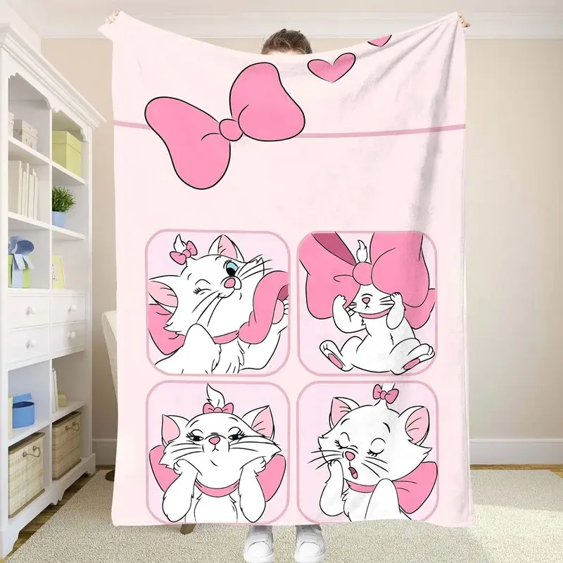 Mary's Cute Cat Pattern Blanket, Comfortable Summer Comforter, Home Decor Bedspread, Anime Style Cool Sofa Bedspread