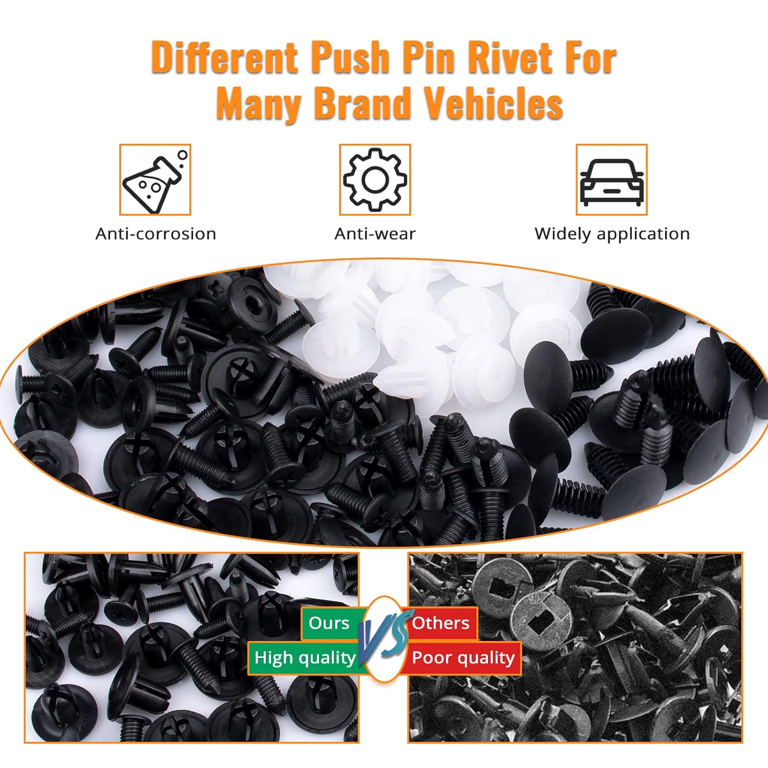 Push Type Nylon Car Fastener Kit with Removal Tool 6 Sizes 100 Pieces Bumper Car Fixing Clips Set Durable Easy to Use Vehicle Clips Heavy Duty Material Organized Storage Case