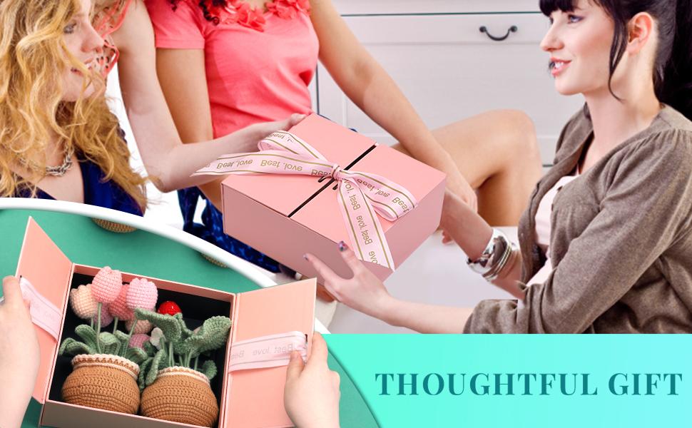 2 Pieces Crochet Hook Set, Suitable for Beginners, Flowers Crochet Hook Set, Crochet Starter Kit Potted Plants with Step-by-Step Video Tutorial, Suitable for Beginners and Adults (Daisies and Sunflowers)