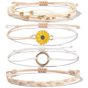 Boho Sunflower Wrap Bracelet – Cute Summer Beach Jewelry for Women