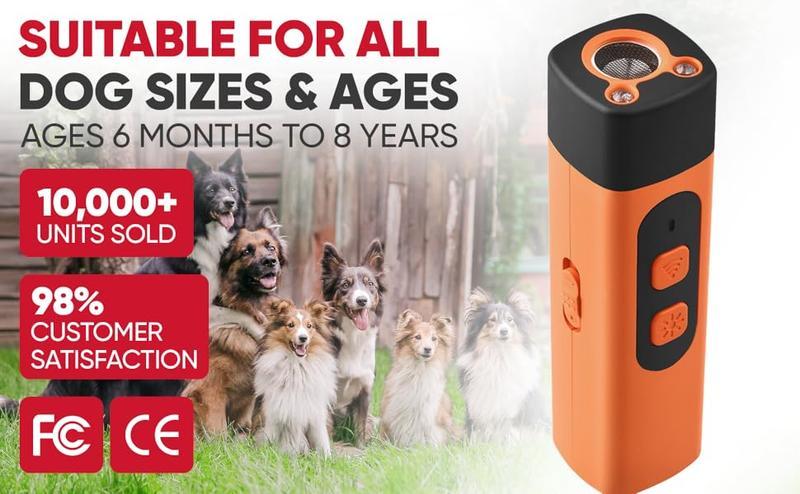 Dog BarkDeterrent Rechargeable Sonic Dog Repeller Safe 25KHz Frequency Transmitter Anti Bark Device for Dogs 32ft Range LED Indoor Outdoor Barking Silencer,dog whistle for dog,dogaccessories