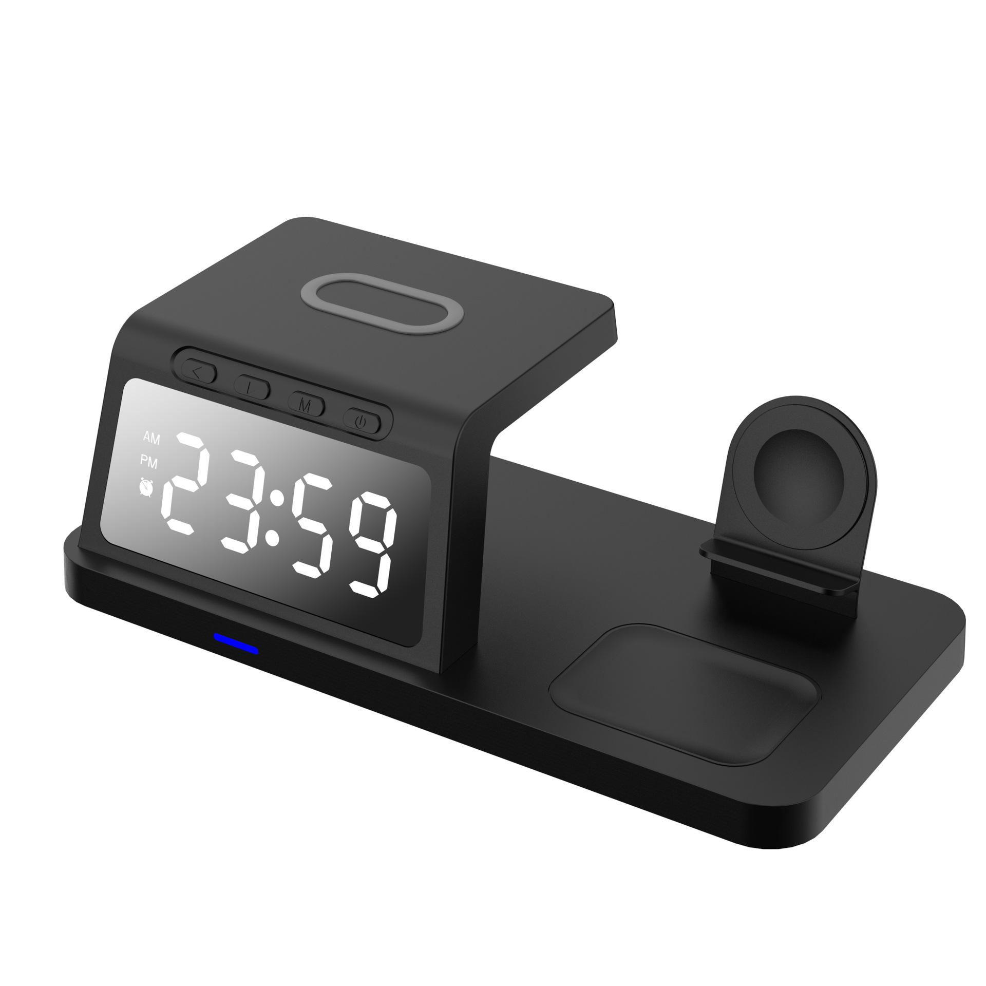 New private model mobile phone wireless charger, multifunctional fast charging 15W, clock, alarm clock, watch, earphone wireless charging