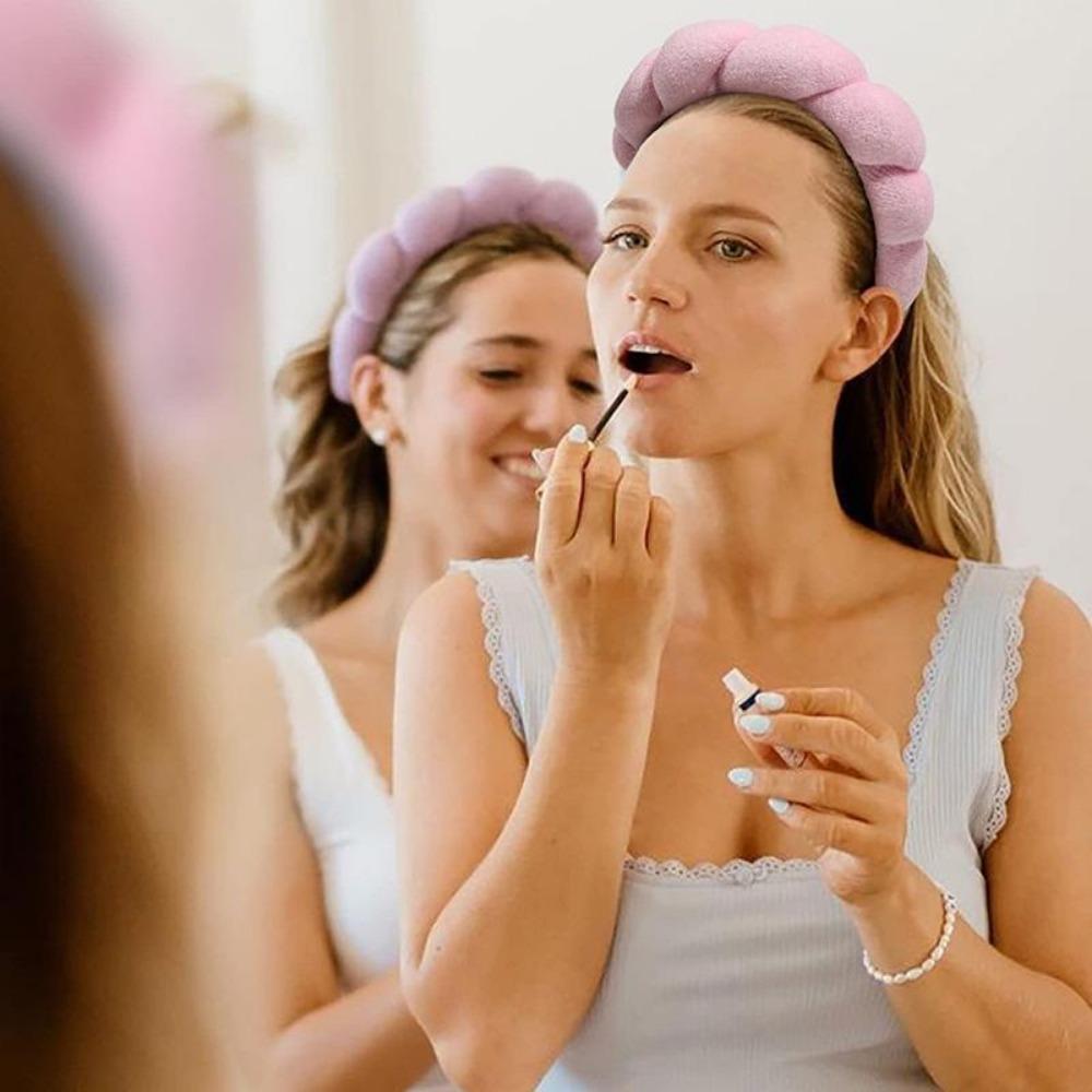 AWAYTR Sponge Spa Headband for Women Washing Face Makeup Bubble Headband Puffy Skincare Headband for Girls Versed Headband Bonus Hair Scrunchie and 2 Wrist Wash Bands