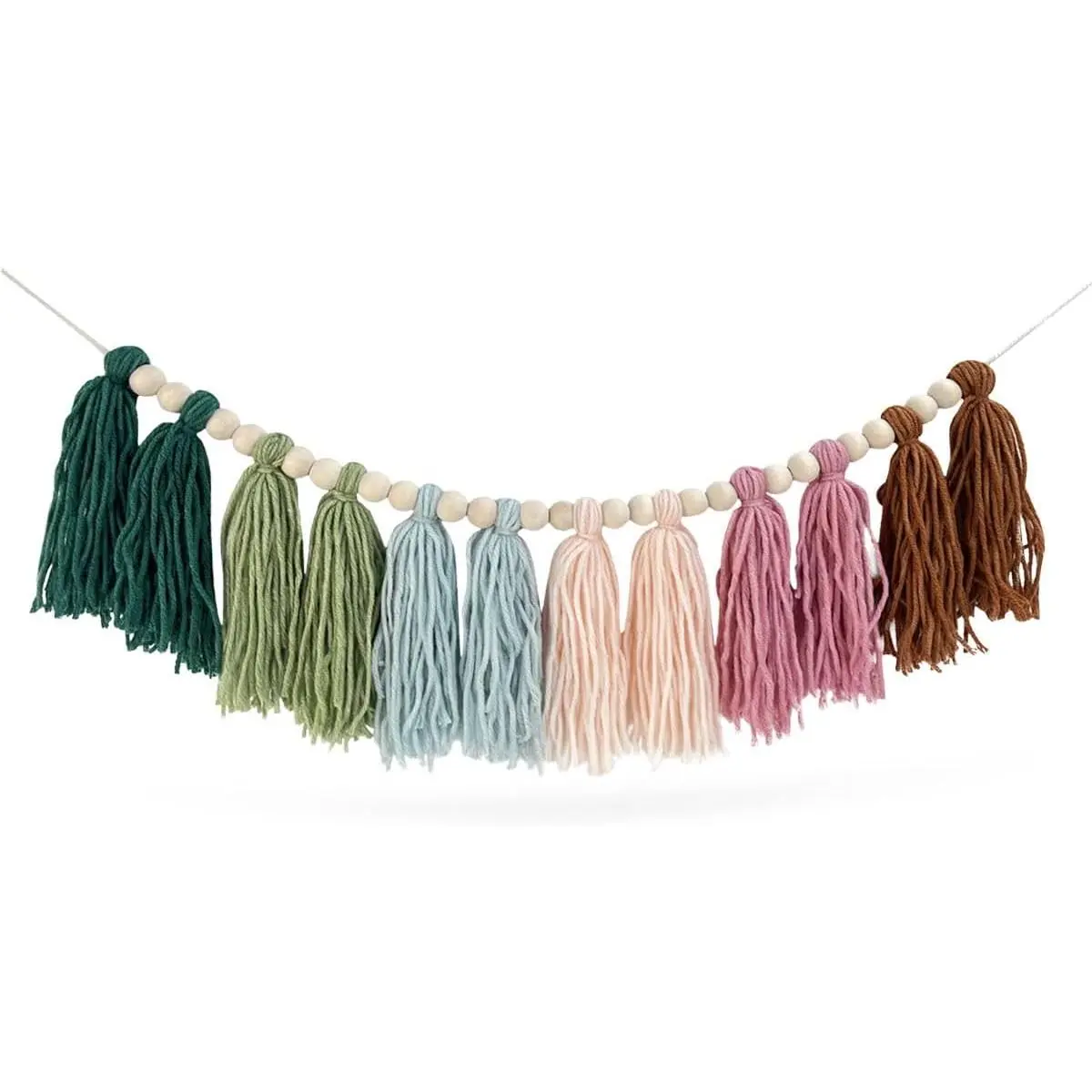 Rainbow Boho Tassel Wall  with  Beads - Colorful Pastel Tassel Garland for  Room, Classroom, Bedroom,   Decoration