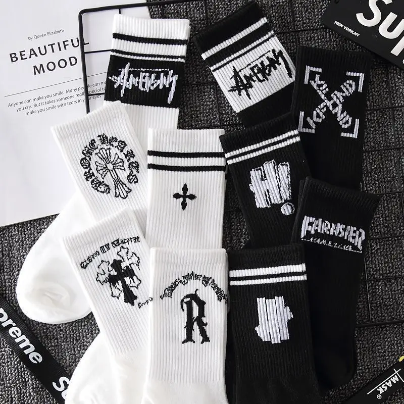 5 Pairs of Casual Mid-Calf Socks for Spring and Autumn, Sweat-Absorbing and Breathable