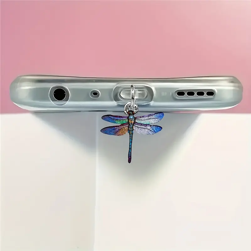 Acrylic Dragonfly Phone Dust Plug, Crystal Style Charm Accessory for iPhone & Android Smartphone Charging Ports, Accessories, Cute Crystal Style